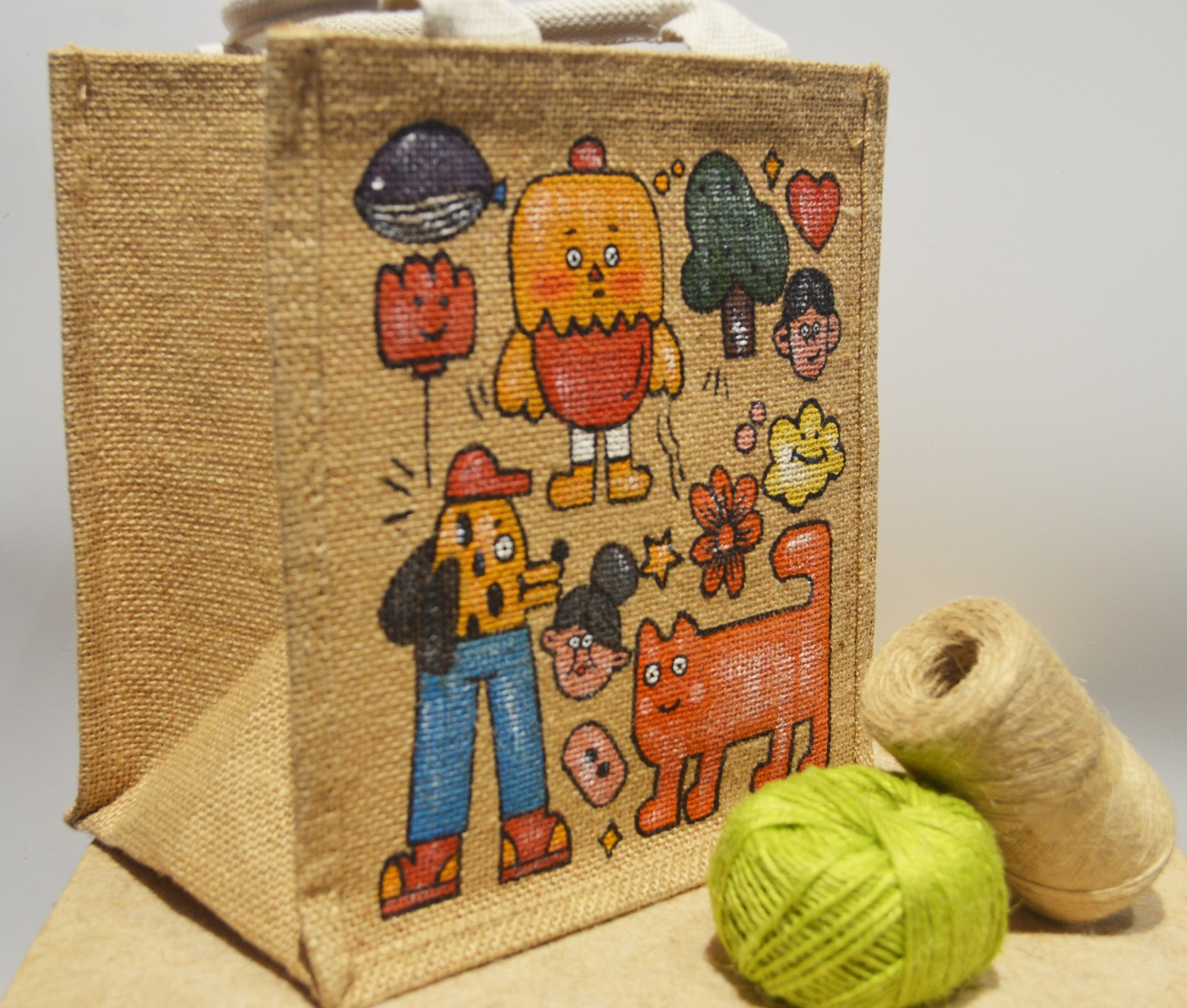 Hand-painted cartoon handbag